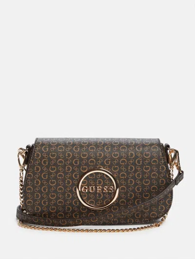 Guess Factory Citrus Grove Logo Mini Shoulder Bag In Brown