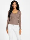 Guess Factory Cody Lace-up Sweater In Brown