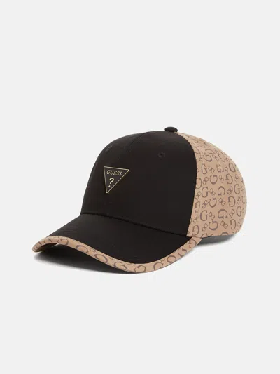 Guess Factory Color-block Logo Baseball Hat In Black