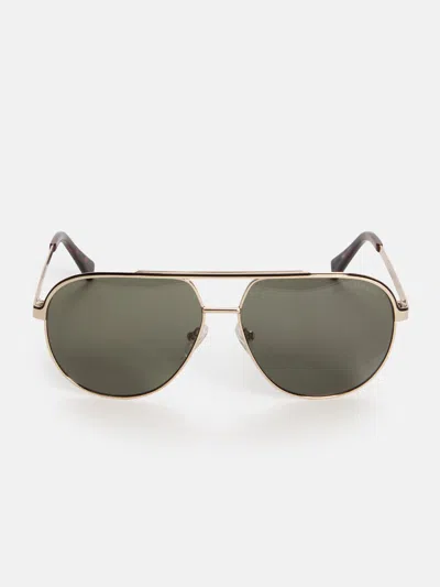 Guess Factory Color Stripe Metal Aviator Sunglasses In Metallic