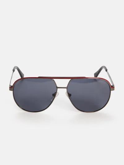 Guess Factory Color Stripe Metal Aviator Sunglasses In Multi
