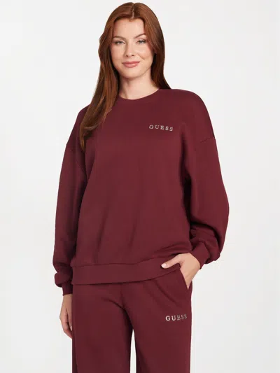 Guess Factory Constance Logo Crewneck In Burgundy