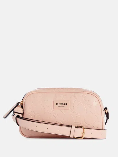 Guess Factory Corapeake Logo Mini Crossbody In Pink