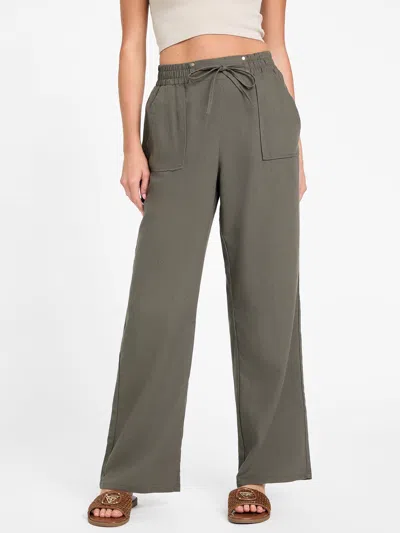 Guess Factory Crista Linen Pants In Green