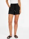 Guess Factory Crista Woven Linen-blend Shorts In Black
