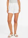 Guess Factory Crista Woven Linen-blend Shorts In White