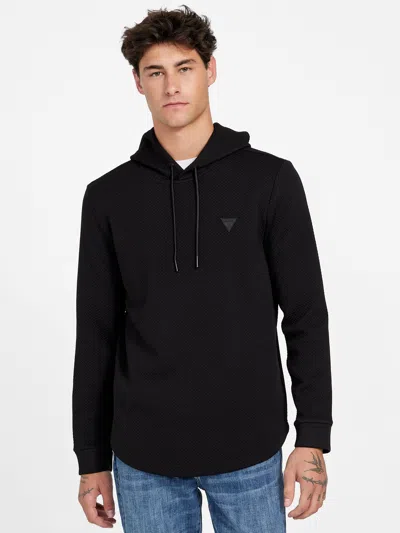 Guess Factory Cristobal Textured Hoodie In Black