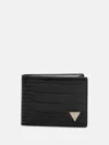 Guess Factory Croc-embossed Bifold Wallet In Black