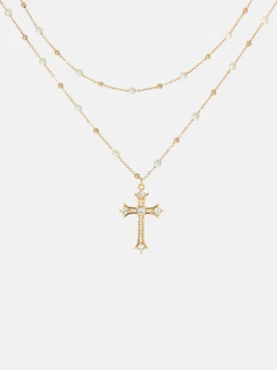 Guess Factory Cross Layered Chain Necklace In Gold
