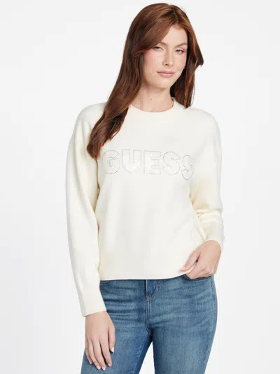 Guess Factory Cute Logo Sweater In White
