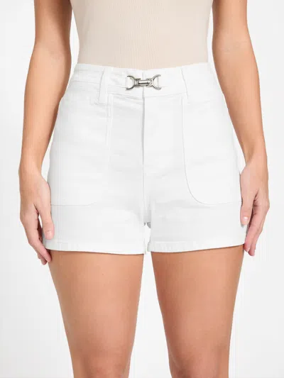 Guess Factory Dahlia High-rise Denim Shorts In White