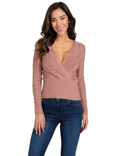 Guess Factory Damaria Cable-knit Sweater In Pink
