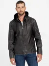 Guess Factory Danilo Faux-leather Hooded Jacket In Multi