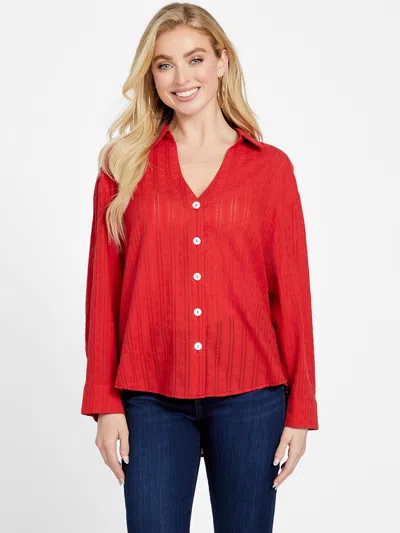 Guess Factory Danna Embroidered Shirt In Red