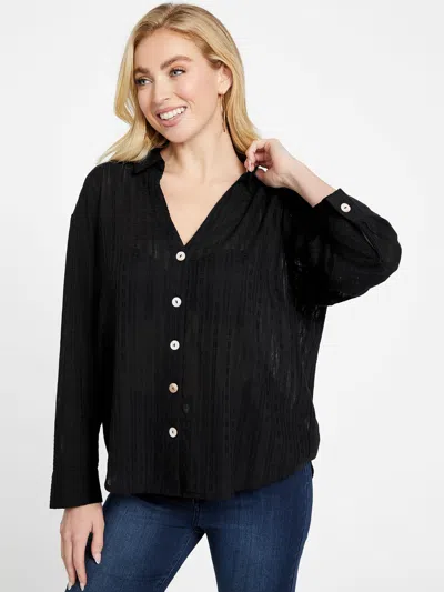 Guess Factory Danna Embroidered Shirt In Black