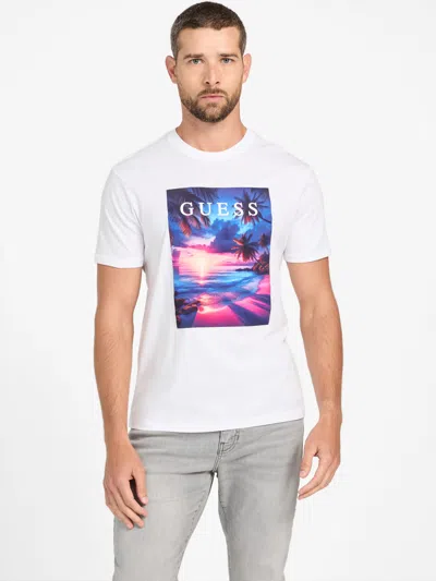 Guess Factory Dashton Sunset Tee In White