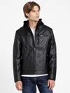 Guess Factory Davino Faux-leather Hooded Moto Jacket In Black