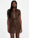 Guess Factory Deanna Faux-suede Shirt Dress In Brown