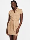 Guess Factory Deanna Faux-suede Shirt Dress In Brown