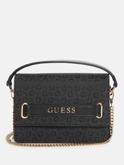 Guess Factory Deerfield Jacquard Logo Mini Crossbody In Grey