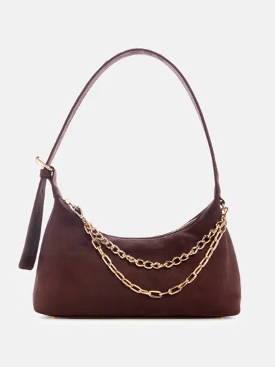 Guess Factory Demelza Faux-suede Shoulder Bag In Gold