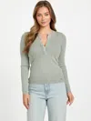 Guess Factory Denaya Washed Henley Top In Gray