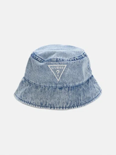 Guess Factory Denim Bucket Hat In Blue
