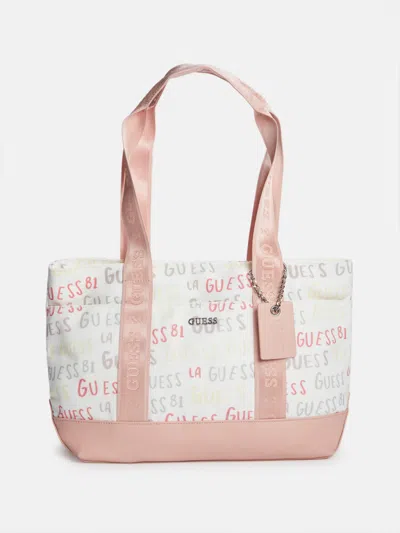 Guess Factory Denim Logo Tote In Blue