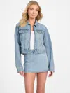 Guess Factory Denim Zip Jacket In Blue