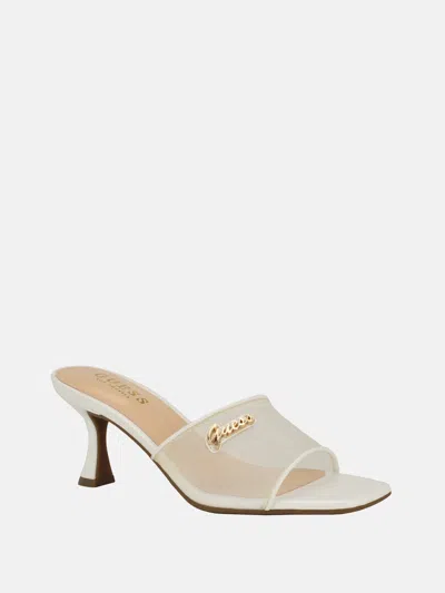 Guess Factory Dolley Mesh Kitten Heels In White