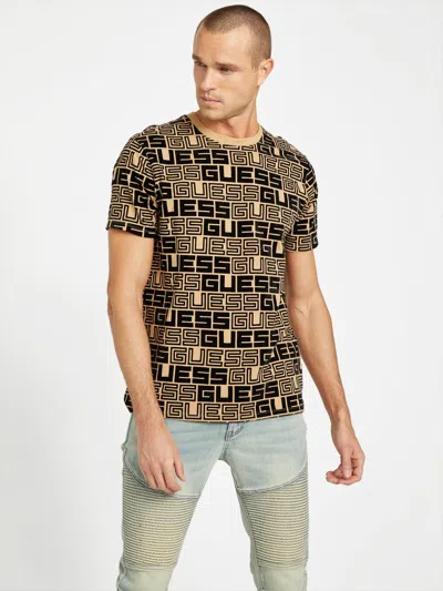 Guess Factory Doyd Logo Printed Tee In Beige