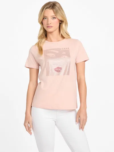 Guess Factory Dreamy Rhinestone Model Tee In Pink