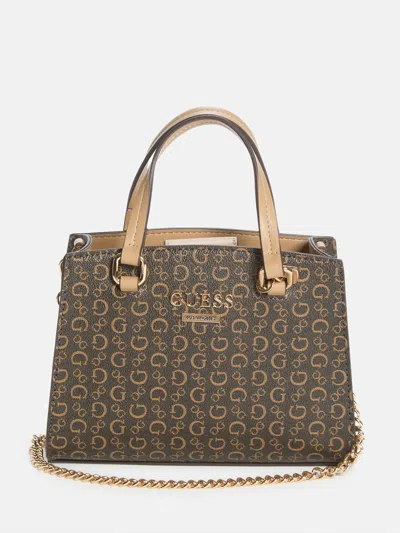 Guess Factory Earlene Logo Mini Satchel In Brown