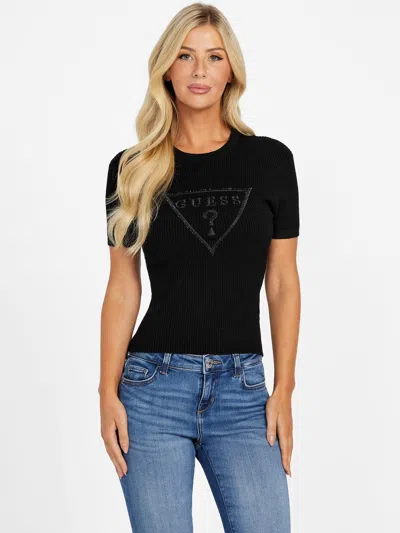 Guess Factory Eco Amaira Logo Sweater Tee In Black