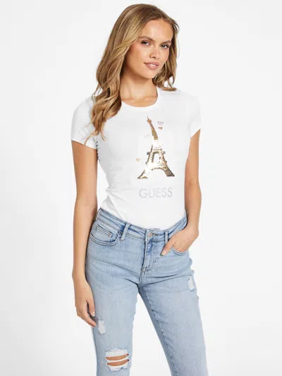 Guess Factory Eco Amelie Paris Tee In White