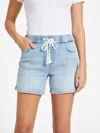 Guess Factory Eco Anya Mid-rise Jogger Shorts In Blue