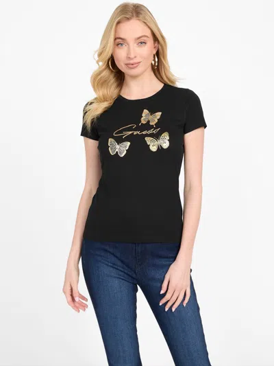 Guess Factory Eco Athalia Butterfly Tee In Black