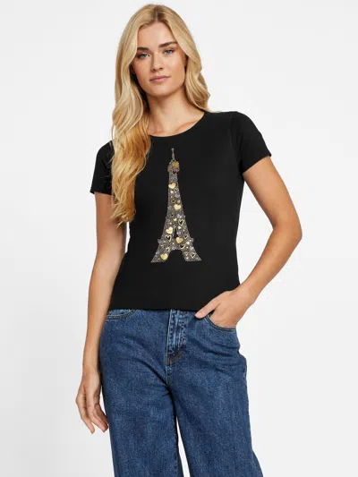 Guess Factory Eco Audrey Paris Tee In Black