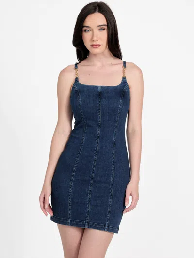 Guess Factory Eco Bailee Chain Denim Dress In Blue