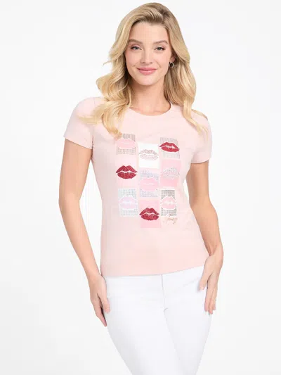 Guess Factory Eco Biza Lip Tee In Pink