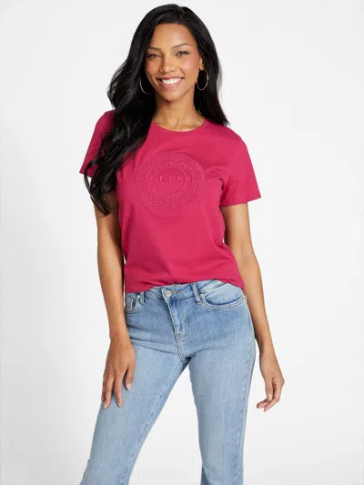 Guess Factory Eco Briana Embroidered Tee In Pink