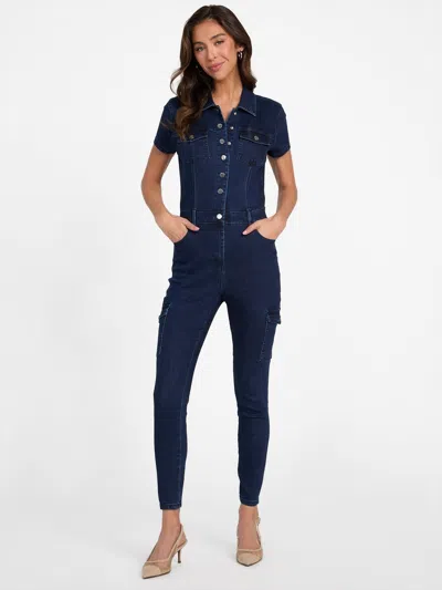 Guess Factory Eco Brianna Denim Jumpsuit In Blue