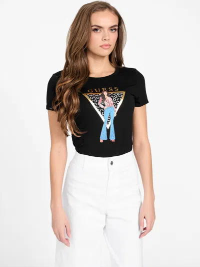 Guess Factory Eco Camilla Graphic Tee In Black