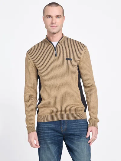 Guess Factory Eco Camilo Half-zip Sweater In Brown