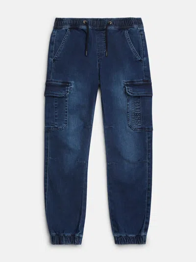 Guess Factory Kids' Eco Cargo Denim Joggers (7-16) In Blue