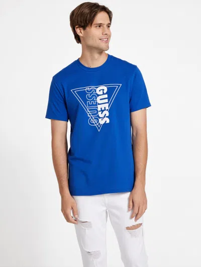 Guess Factory Eco Carpel Logo Tee In Blue