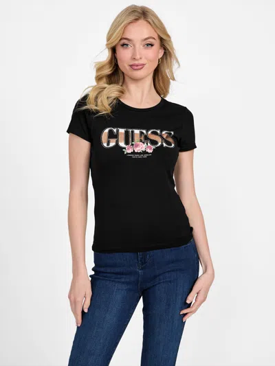 Guess Factory Eco Carri Logo Tee In Black