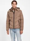 Guess Factory Eco Chano Puffer Jacket In Brown