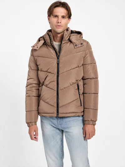 Guess Factory Eco Chano Puffer Jacket In Brown