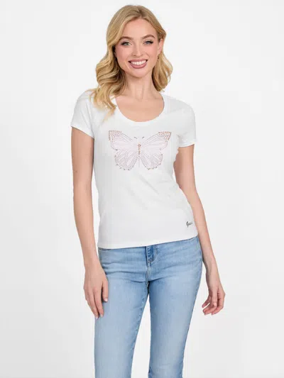 Guess Factory Eco Chrysalis Butterfly Tee In White